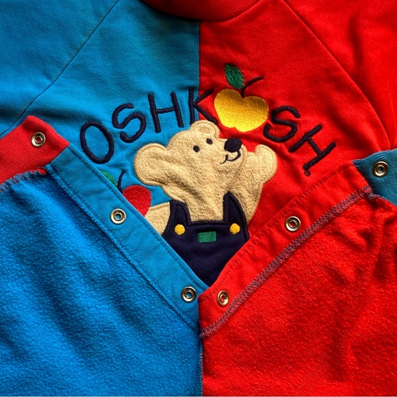 Vintage Oshkosh Blue and Red Apple Bear Romper - Picture 7 of 14